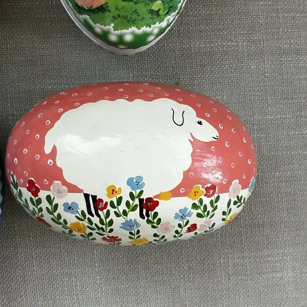 Echr Erzgebirge Easter Eggs Paper Mache Fillable Candy Chicks Lamb Germany